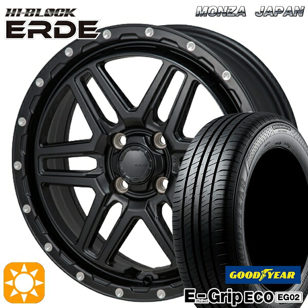 【取付対象】ライズ ロッキー 195/65R16 92V グッドイヤー エフィシェントグリップ EG02 モンツァ ハイブロック エルデ サテンブラック/ミーリング 16インチ 6.0J 4H100 サマータイヤホイールセット