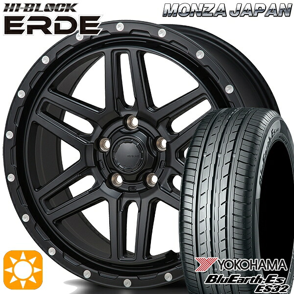 【取付対象】ヴェゼル オデッセイ 215/60R16 95H ヨコハマ ブルーアース ES32 モンツァ ハイブロック エルデ サテンブラック/ミーリング 16インチ 7.0J 5H114.3 サマータイヤホイールセット |エムオートギャラリー
