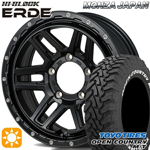 【取付対象】[5本セット]ジムニー LT225/75R16 103/100Q トーヨー オープンカントリー M/T モンツァ ハイブロック エルデ サテンブラック/ミーリング 16インチ 5.5J 5H139.7 サマータイヤホイールセット ｜エムオートギャラリー