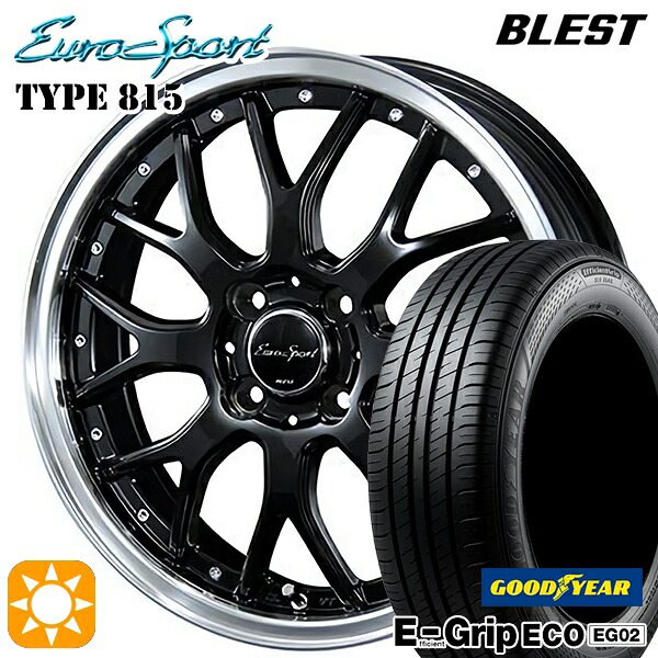 【取付対象】165/50R16 75V グッドイヤー エフィシェントグリップ EG02 BLEST ユーロスポーツ タイプ815 グロスブラック 16インチ 5.0J 4H100 サマータイヤホイールセット