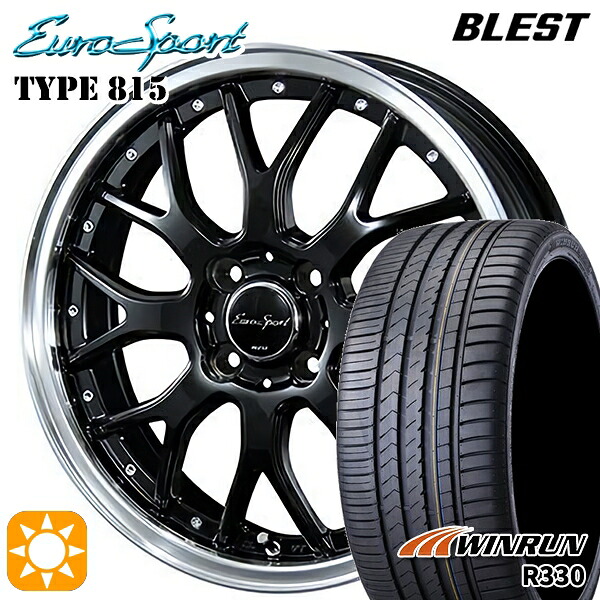 【取付対象】195/45R16 84V XL ウィンラン R330 BLEST ユーロスポーツ タイプ815 グロスブラック 16インチ 6.0J 4H100 サマータイヤホイールセット ｜エムオートギャラリー