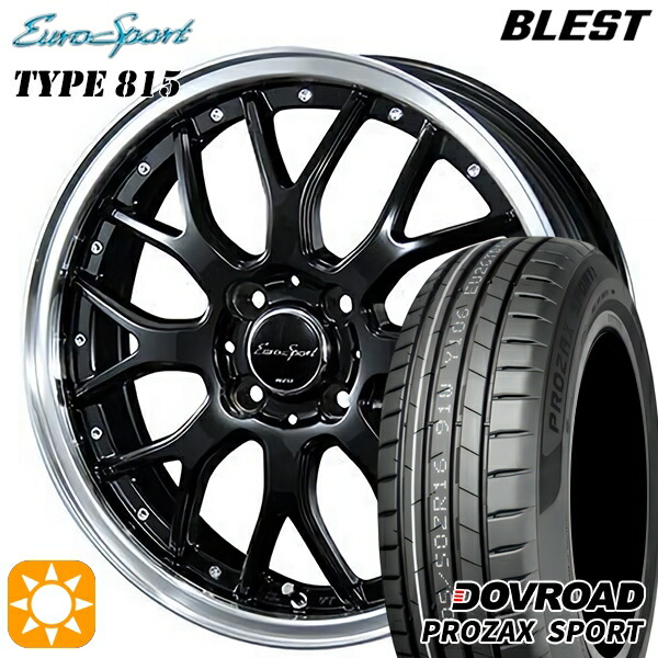 【取付対象】205/45R17 88W XL DOVROAD プロザックススポーツ BLEST ユーロスポーツ タイプ815 グロスブラック 17インチ 7.0J 4H100 サマータイヤホイールセット