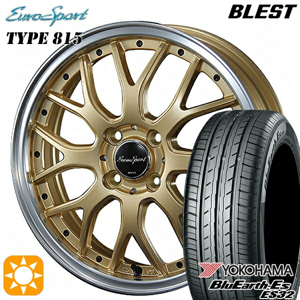 【取付対象】185/65R15 88S ヨコハマ ブルーアース ES32 BLEST ユーロスポーツ タイプ815 セミグロスゴールド 15インチ 5.5J 4H100 サマータイヤホイールセット