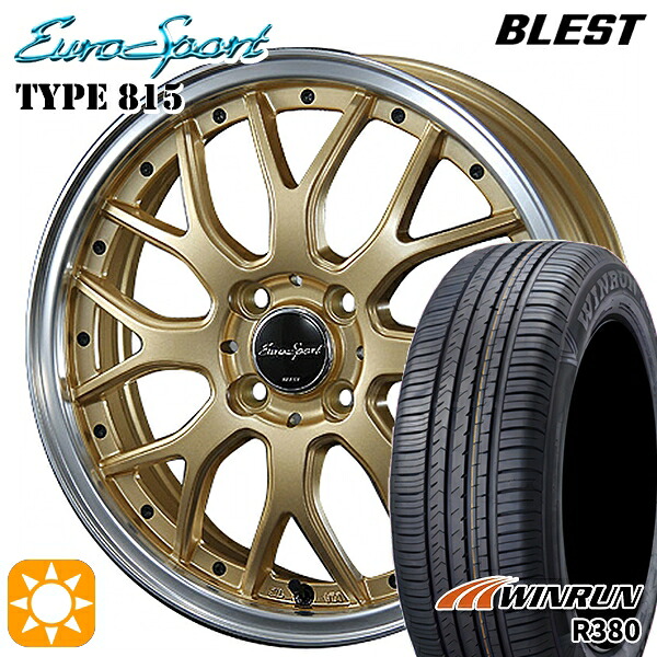 【取付対象】165/65R14 79T ウィンラン R380 BLEST ユーロスポーツ タイプ815 セミグロスゴールド 14インチ 4.5J 4H100 サマータイヤホイールセット |エムオートギャラリー