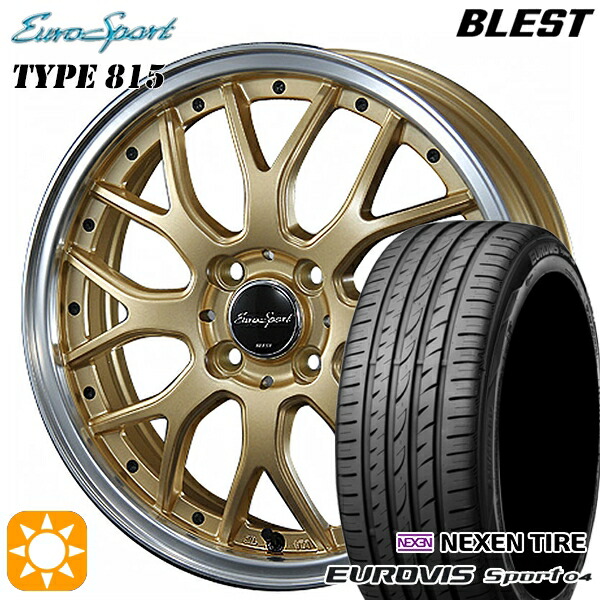 【取付対象】165/60R14 75H ロードストーン ユーロビズ Sport 04 BLEST ユーロスポーツ タイプ815 セミグロスゴールド 14インチ 4.5J 4H100 サマータイヤホイールセット