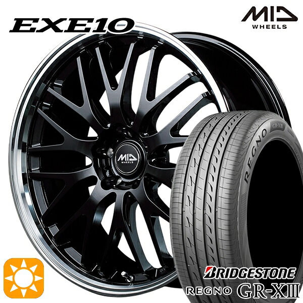 【取付対象】クラウン ヴェゼル 225/40R19 93W XL ブリヂストン レグノ GR-X3 MID ヴァーテックワン EXE10 グロッシーブラック/リムポリッシュ 19インチ 8.0J 5H114.3 サマータイヤホイールセット |エムオートギャラリー