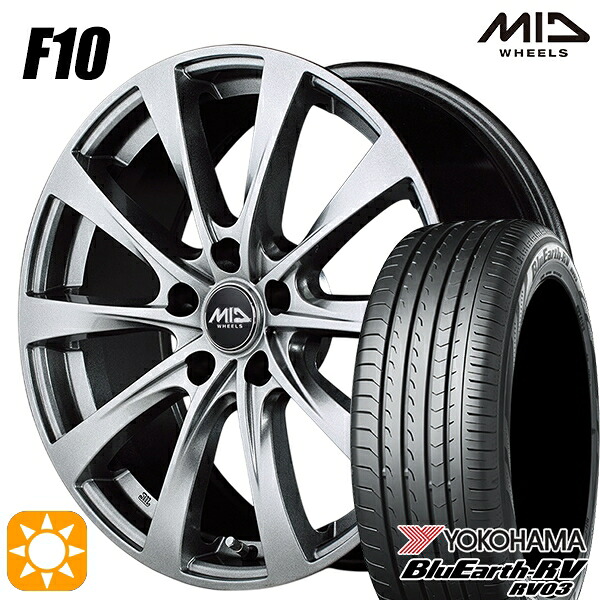 【取付対象】215/55R17 94V ヨコハマ ブルーアース RV03 MID ユーロスピード F10 メタリックグレー 17インチ 7.0J 5H114.3 サマータイヤホイールセット
