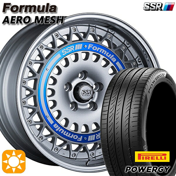【取付対象】245/45R19 102W XL ピレリ パワジー SSR フォーミュラ エアロメッシュ シルバー/ブルーリング 19インチ 8.0J 5H114.3 サマータイヤホイールセット ｜エムオートギャラリー