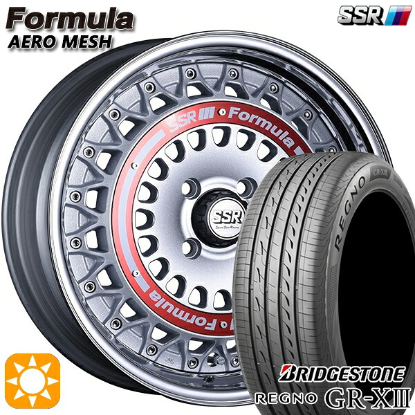 【取付対象】アクア デミオ ノート 195/55R16 91V XL ブリヂストン レグノ GR-X3 SSR フォーミュラ エアロメッシュ シルバー/レッドリング 16インチ 6.0J 4H100 サマータイヤホイールセット |エムオートギャラリー