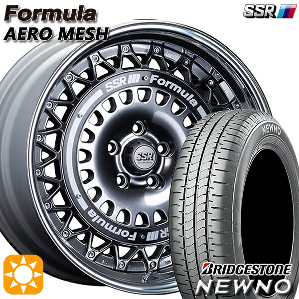 【取付対象】215/45R18 93W XL ブリヂストン ニューノ SSR フォーミュラ エアロメッシュ チタンシルバー/ブラックリング 18インチ 7.0J 5H114.3 サマータイヤホイールセット 218,400円