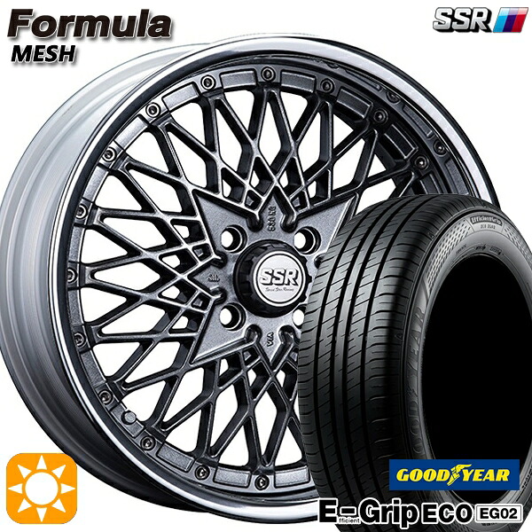 【取付対象】アクア クロスビー 185/55R16 83V グッドイヤー エフィシェントグリップ EG02 SSR フォーミュラ メッシュ FMチタン 16インチ 6.0J 4H100 サマータイヤホイールセット