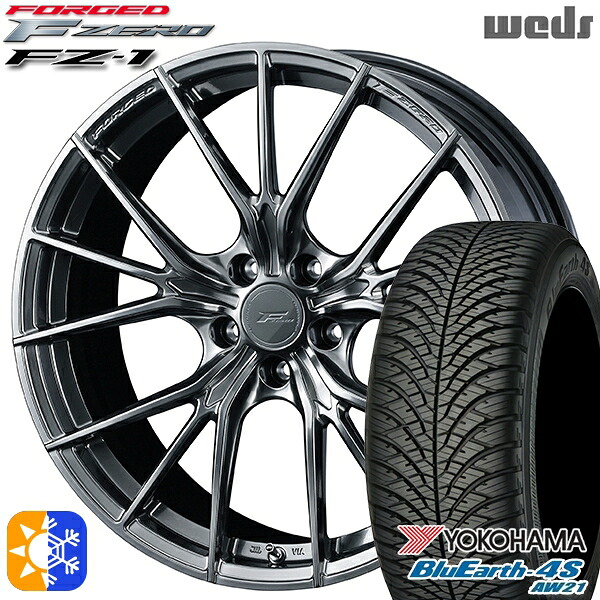 ヴェゼル レガシィ 225/60R18 104V XL ヨコハマ ブルーアース 4S AW21 Weds ウェッズ 鍛造 F ZERO FZ-1 ダイヤモンドブラック 18インチ 7.5J 5H114.3 オールシーズンタイヤホイールセット