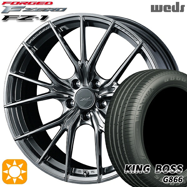 【取付対象】C-HR カローラクロス 225/45R19 92W キングボス G866 Weds ウェッズ 鍛造 F ZERO FZ-1 ダイヤモンドブラック 19インチ 8.0J 5H114.3 サマータイヤホイールセット |エムオートギャラリー