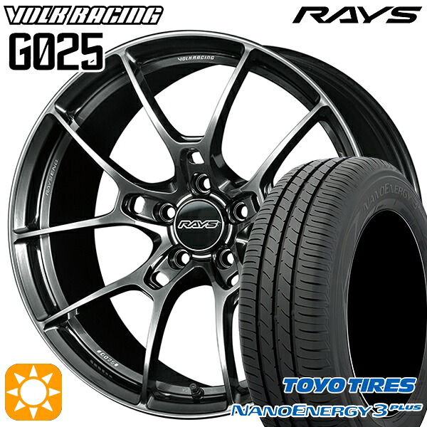 【取付対象】225/45R18 91W トーヨー ナノエナジー3プラス RAYS ボルクレーシング G025 HK 18インチ 7.5J 5H114.3 サマータイヤホイールセット