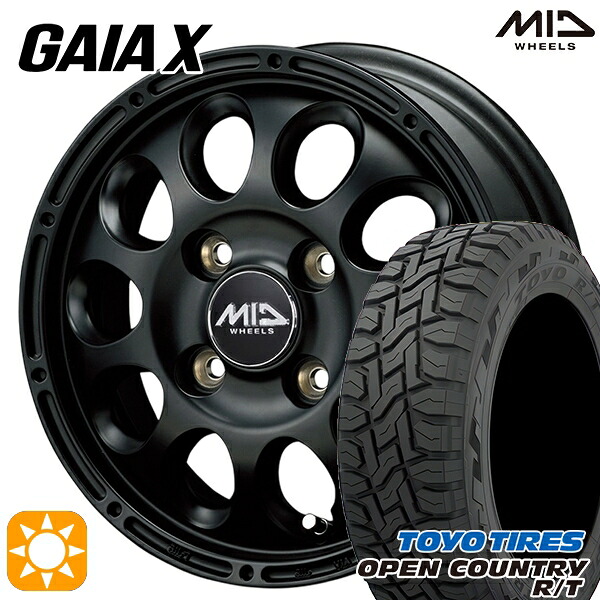 【取付対象】軽トラ 145/80R12 80/78N LT トーヨー オープンカントリー R/T MID ガイアクロス 12インチ 4.0J 4H100 マットブラック サマータイヤホイールセット |エムオートギャラリー