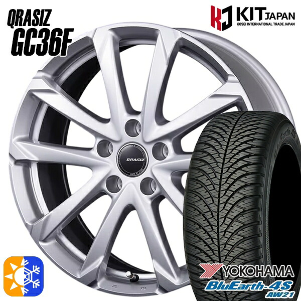 185/65R15 88H ヨコハマ ブルーアース 4S AW21 コーセイ クレイシズ GC36F ブライトシルバー 15インチ 6.0J 5H114.3 オールシーズンタイヤホイールセット |エムオートギャラリー