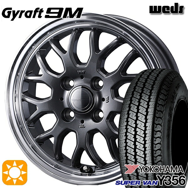 【取付対象】軽トラ 145/80R12 80/78N ヨコハマ スーパーバン Y356 ウェッズ グラフト 9M GM/RP 12インチ 4.0J 4H100 サマータイヤホイールセット