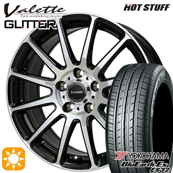 【取付対象】C-HR カローラクロス 215/60R17 96H ヨコハマ ブルーアース ES32 ホットスタッフ ヴァレット グリッター BK/P 17インチ 7.0J 5H114.3 サマータイヤホイールセット ｜エムオートギャラリー