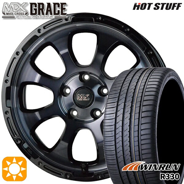 【取付対象】フォレスターSK9/SKE エクストレイル 225/55R17 101W XL ウィンラン R330 HotStuff マッドクロス グレイス BKC/BK 17インチ 7.0J 5H114.3 サマータイヤホイールセット