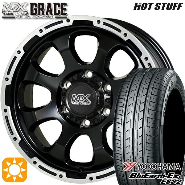 【取付対象】200系ハイエース 215/60R17 96H ヨコハマ ブルーアース ES32 HotStuff マッドクロス グレイス GB/P 17インチ 6.5J 6H139.7 サマータイヤホイールセット ｜エムオートギャラリー
