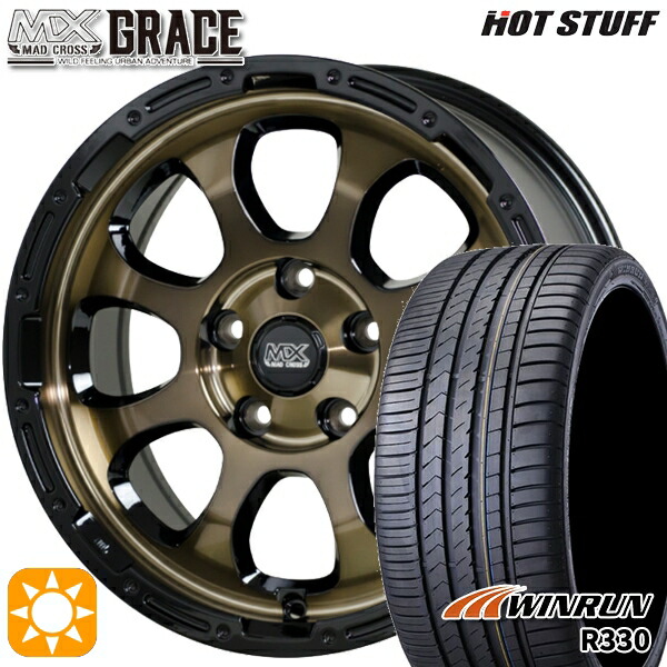 【取付対象】フォレスターSK9/SKE エクストレイル 225/55R17 101W XL ウィンラン R330 HotStuff マッドクロス グレイス BRC/BK 17インチ 7.0J 5H114.3 サマータイヤホイールセット