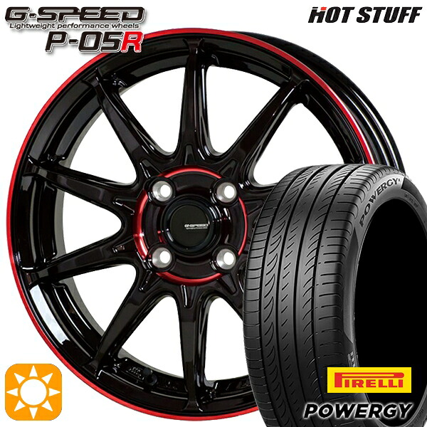 【取付対象】アクア ヤリス 185/60R15 84H ピレリ パワジー HotStuff ジースピード P-05R ブラックレッドクリア 15インチ 5.5J 4H100 +38サマータイヤホイールセット ｜エムオートギャラリー