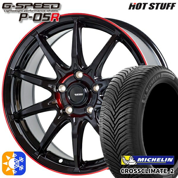 レクサスNX 235/55R18 104V XL ミシュラン クロスクライメート2 HotStuff ジースピード P-05R 18インチ 7.0J 5H114.3 ブラックレッドクリア オールシーズンタイヤホイールセット |エムオートギャラリー