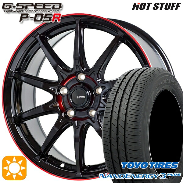 【取付対象】225/50R18 95W トーヨー ナノエナジー3プラス HotStuff ジースピード P-05R ブラックレッドクリア 18インチ 7.0J 5H114.3 サマータイヤホイールセット
