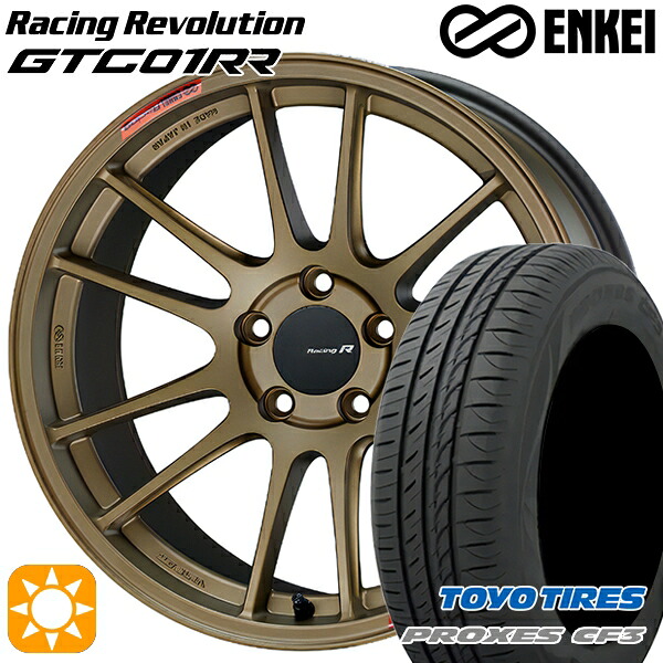 【取付対象】マークX スカイライン 225/45R18 95W XL トーヨー プロクセス CF3 ENKEI エンケイ レーシングレボリューション GTC01RR チタニウムゴールド 18インチ 8.5J 5H114.3 サマータイヤホイールセット