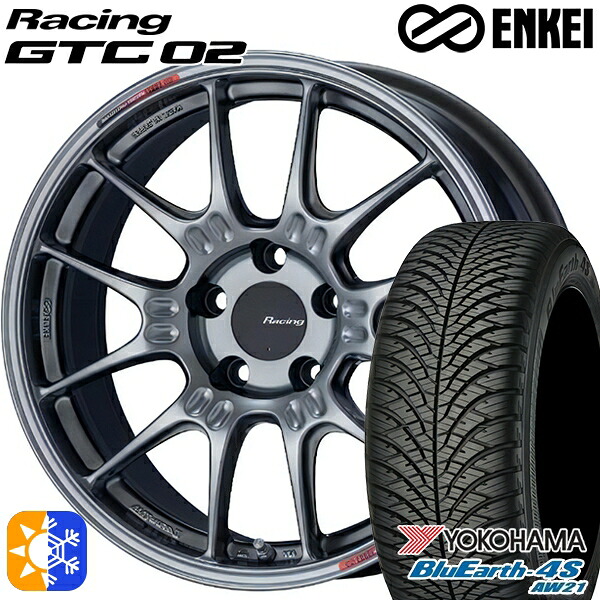 アルファード ヴェルファイア 235/50R18 101Y XL ヨコハマ ブルーアース 4S AW21 ENKEI エンケイ レーシング GTC02 18インチ 7.5J 5H114.3 ハイパーシルバー オールシーズンタイヤホイールセット ｜エムオートギャラリー