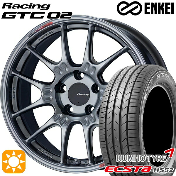 【取付対象】C-HR カローラクロス 215/60R17 100V XL クムホ エクスタ HS52 ENKEI エンケイ レーシング GTC02 ハイパーシルバー 17インチ 7.5J 5H114.3 サマータイヤホイールセット