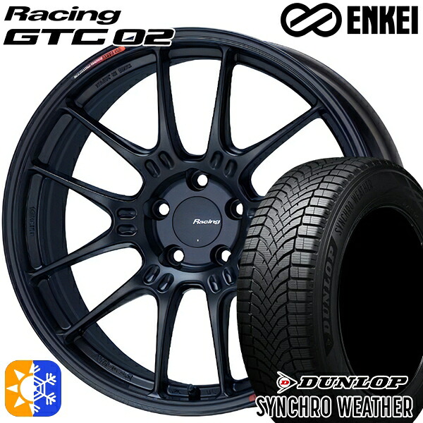 【取付対象】205/45R17 88V XL ダンロップ シンクロウェザー ENKEI エンケイ レーシング GTC02 マットブラック 17インチ 7.5J 4H100 オールシーズンタイヤホイールセット ｜エムオートギャラリー