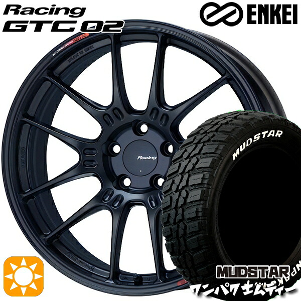 【取付対象】225/55R18 98T WL マッドスター ワンパク M/T ホワイトレター ENKEI エンケイ レーシング GTC02 マットブラック 18インチ 8.0J 5H114.3 サマータイヤホイールセット