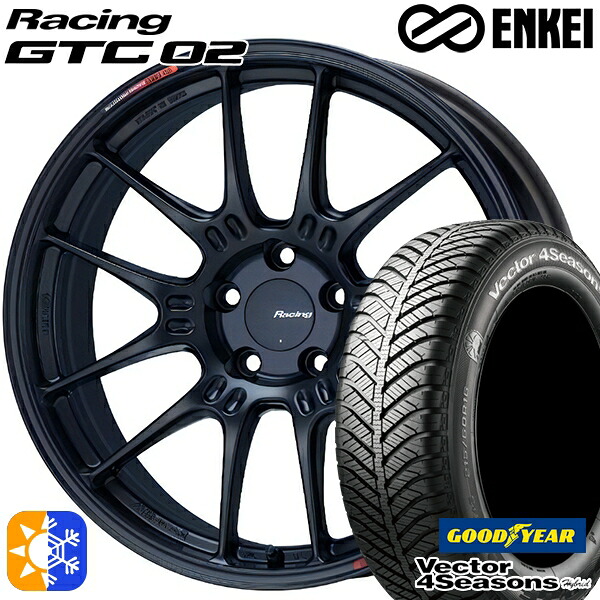 アクセラ アテンザ 215/45R18 89H グッドイヤー ベクター フォーシーズンズ ENKEI エンケイ レーシング GTC02 18インチ 7.5J 5H114.3 マットブラック オールシーズンタイヤホイールセット
