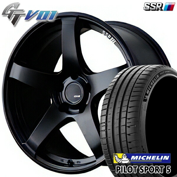 【取付対象】205/40R17 84Y XL ミシュラン パイロットスポーツ5 SSR GTV01 フラットブラック 17インチ 7.0J 4H100 サマータイヤホイールセット 116,700円