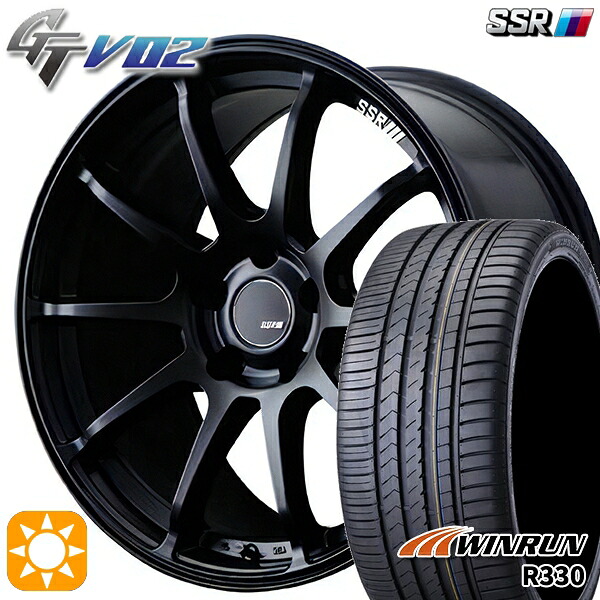 【取付対象】205/40R17 84W XL ウィンラン R330 SSR GTV02 フラットブラック 17インチ 7.0J 4H100 サマータイヤホイールセット