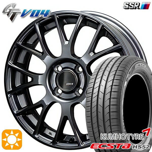 【取付対象】195/55R16 87V クムホ エクスタ HS52 SSR GTV04 メタリックグレー 16インチ 6.0J 4H100 サマータイヤホイールセット