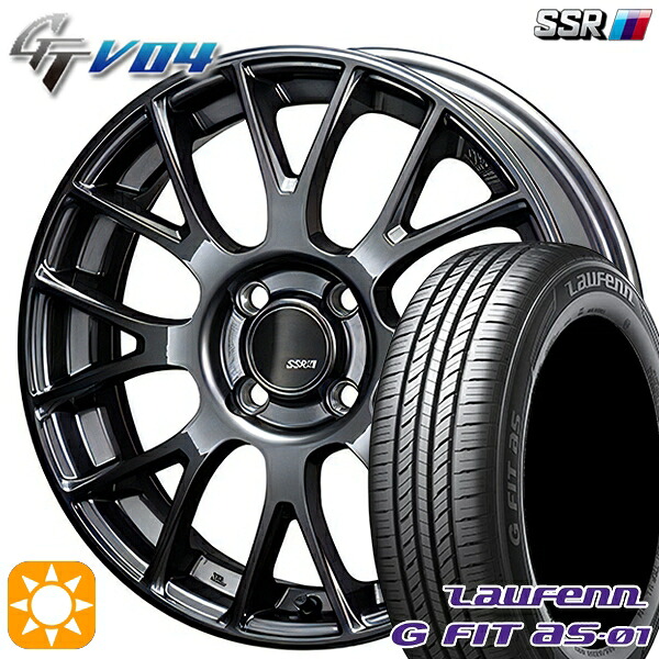 【取付対象】195/55R16 87V ラウフェン G FIT as-01 LH42 SSR GTV04 メタリックグレー 16インチ 6.0J 4H100 サマータイヤホイールセット