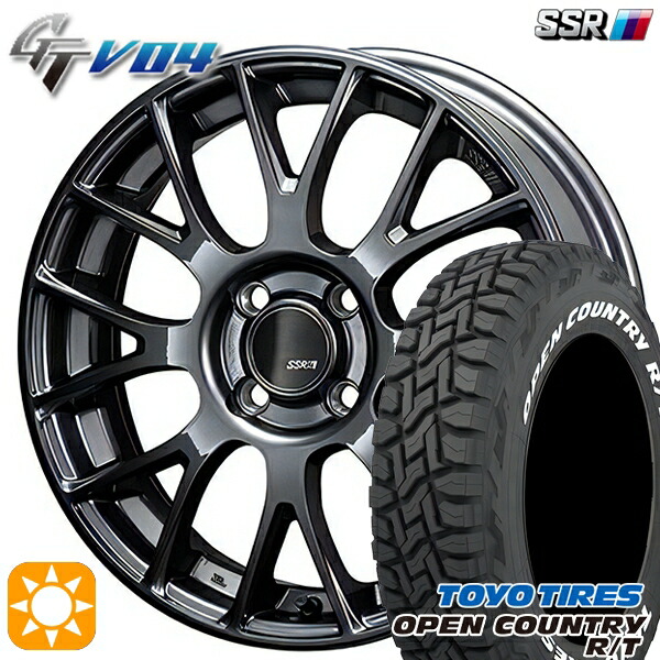 【取付対象】165/60R15 77Q トーヨー オープンカントリー R/T ホワイトレター SSR GTV04 メタリックグレー 15インチ 5.0J 4H100 サマータイヤホイールセット