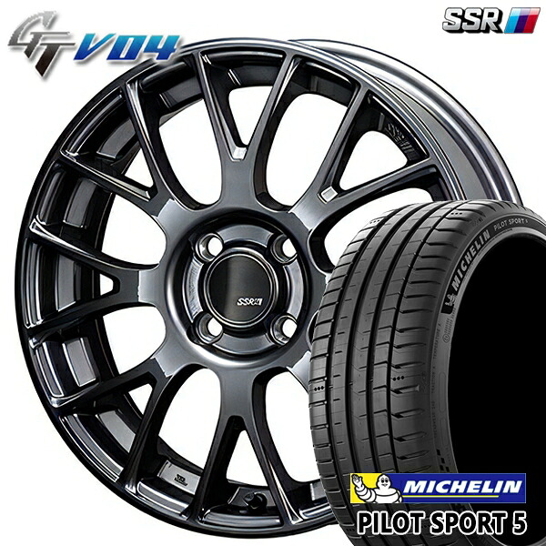 【取付対象】205/40R17 84Y XL ミシュラン パイロットスポーツ5 SSR GTV04 メタリックグレー 17インチ 7.0J 4H100 サマータイヤホイールセット ｜エムオートギャラリー