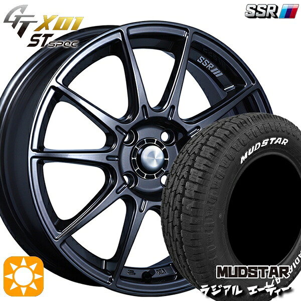 【取付対象】165/60R15 77S マッドスター ラジアル A/T ホワイトレター SSR GTX01 R/STspec ダークガンメタ 15インチ 5.0J 4H100 サマータイヤホイールセット |エムオートギャラリー