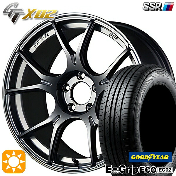 【取付対象】アクア デミオ ノート 195/55R16 87V グッドイヤー エフィシェントグリップ EG02 SSR GTX02 ダークシルバー 16インチ 6.5J 4H100 サマータイヤホイールセット ｜エムオートギャラリー