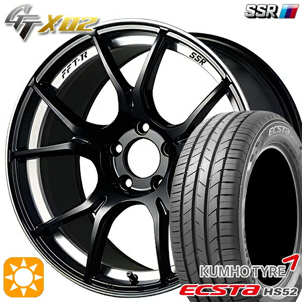 【取付対象】185/55R16 83V クムホ エクスタ HS52 SSR GTX02 グロスブラック 16インチ 6.5J 4H100 サマータイヤホイールセット