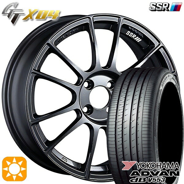 【取付対象】アクア デミオ ノート 195/55R16 87V ヨコハマ アドバンデシベル V553 SSR GTX04 ダークガンメタ 16インチ 6.5J 4H100 サマータイヤホイールセット