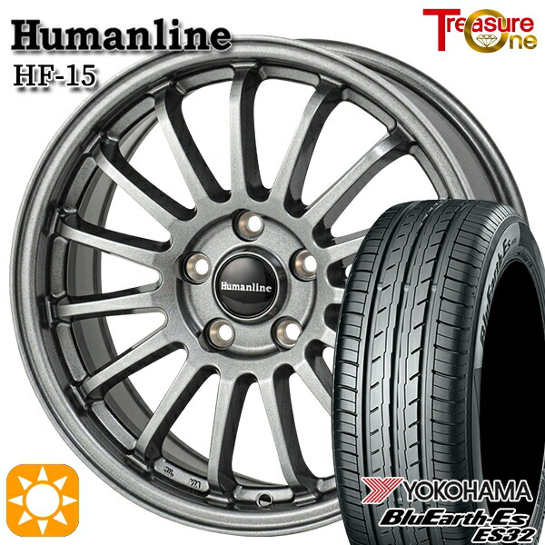 【取付対象】BP系レガシィアウトバック 215/55R17 94V ヨコハマ ブルーアース ES32 トレジャーワン ヒューマンライン HF15 ダークグレー 17インチ 7.0J 5H100 サマータイヤホイールセット ｜エムオートギャラリー