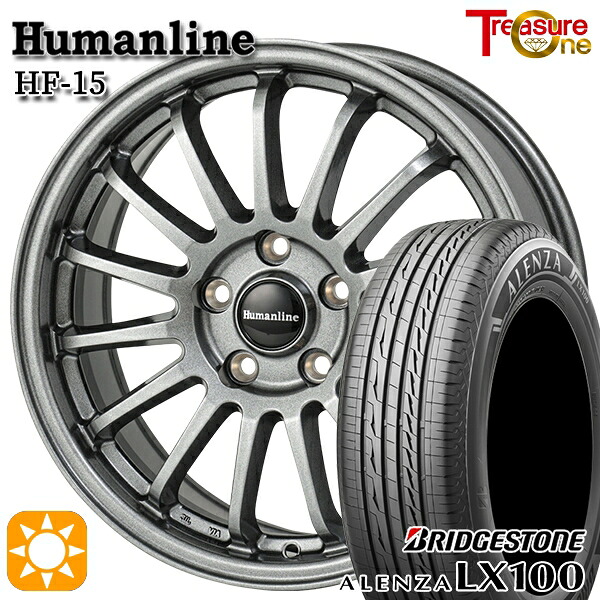 【取付対象】C-HR カローラクロス 215/60R17 96H ブリヂストンアレンザ LX100 トレジャーワン ヒューマンライン HF15 ダークグレー 17インチ 7.0J 5H114.3 サマータイヤホイールセット