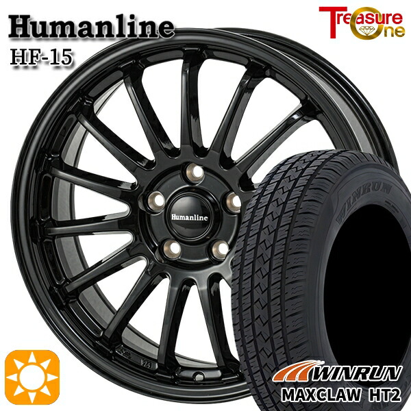 【取付対象】ハリアー エクストレイル 225/65R17 102H ウィンラン マックスクロウ HT2 トレジャーワン ヒューマンライン HF15 ブラック 17インチ 7.0J 5H114.3 サマータイヤホイールセット