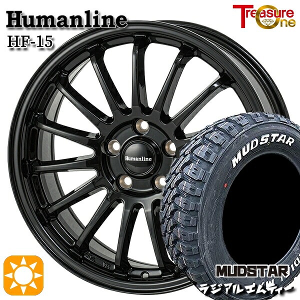 【取付対象】ハリアー エクストレイル 225/65R17 102T マッドスター ラジアルM/T トレジャーワン ヒューマンライン HF15 ブラック 17インチ 7.0J 5H114.3 サマータイヤホイールセット
