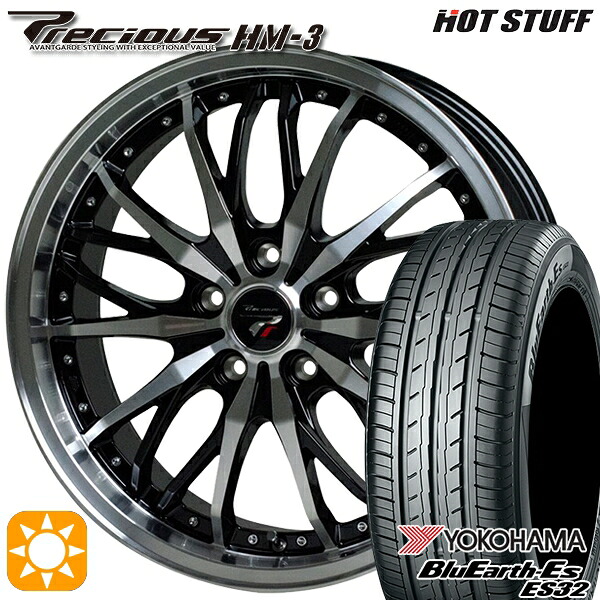 【取付対象】セレナ 215/40R18 85W ヨコハマ ブルーアース ES32 HotStuff プレシャス HM-3 メタリックブラックポリッシュ 18インチ 7.0J 5H114.3 サマータイヤホイールセット ｜エムオートギャラリー 103,600円