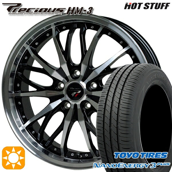 【取付対象】215/40R18 85W トーヨー ナノエナジー3プラス HotStuff プレシャス HM-3 メタリックブラックポリッシュ 18インチ 7.0J 5H114.3 サマータイヤホイールセット